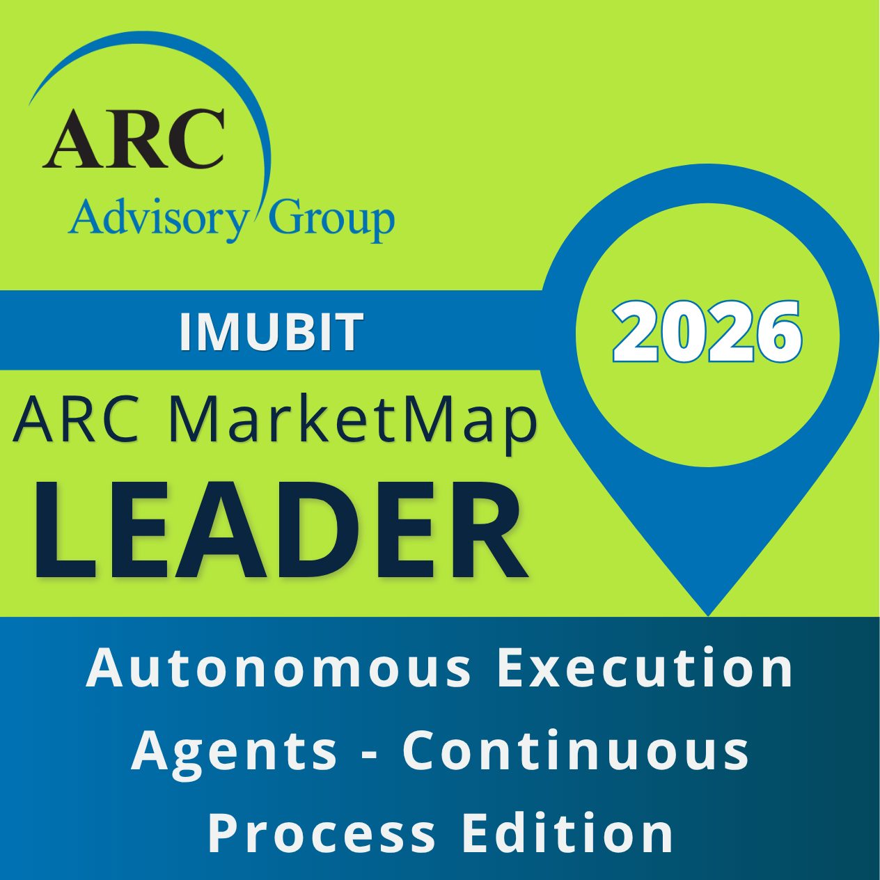 ARC MarketMap 2026 Leader badge for Imubit, Autonomous Execution Agents, Continuous Process Edition