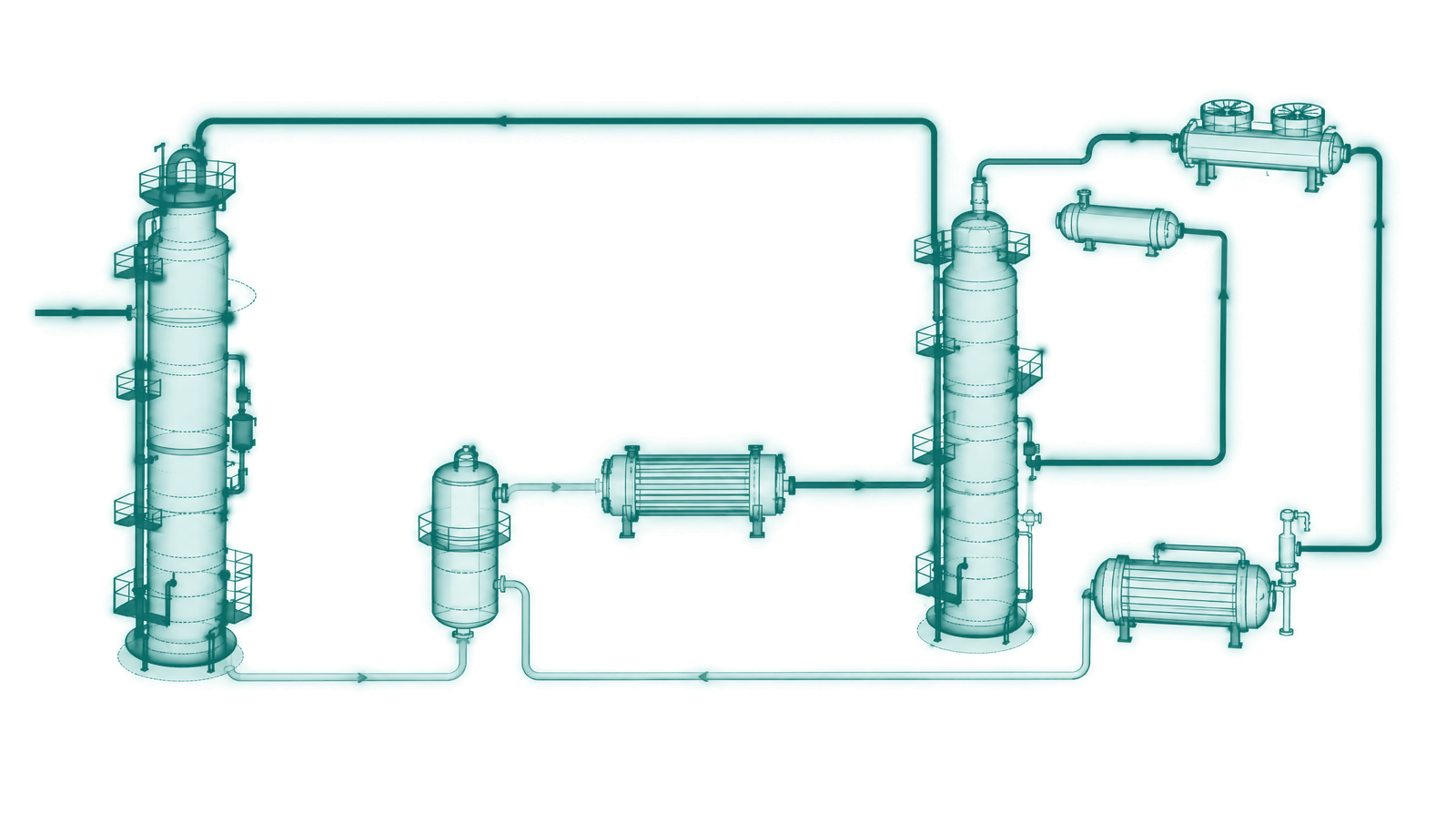 Flow diagram of an amine acid gas removal loop with absorber, flash drum, lean/rich exchanger, regenerator and reboiler