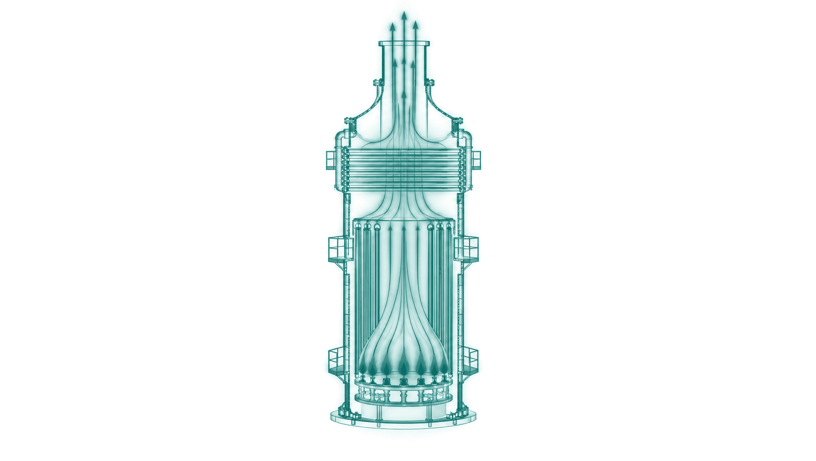 Fired heater with radiant section, convection bank and stack