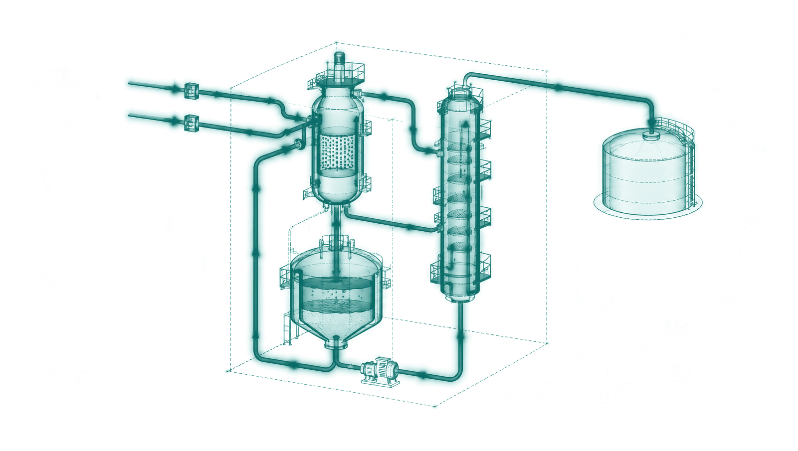 Flow diagram of an alkylation unit with olefin and isobutane feed, reactor, acid settler and isostripper