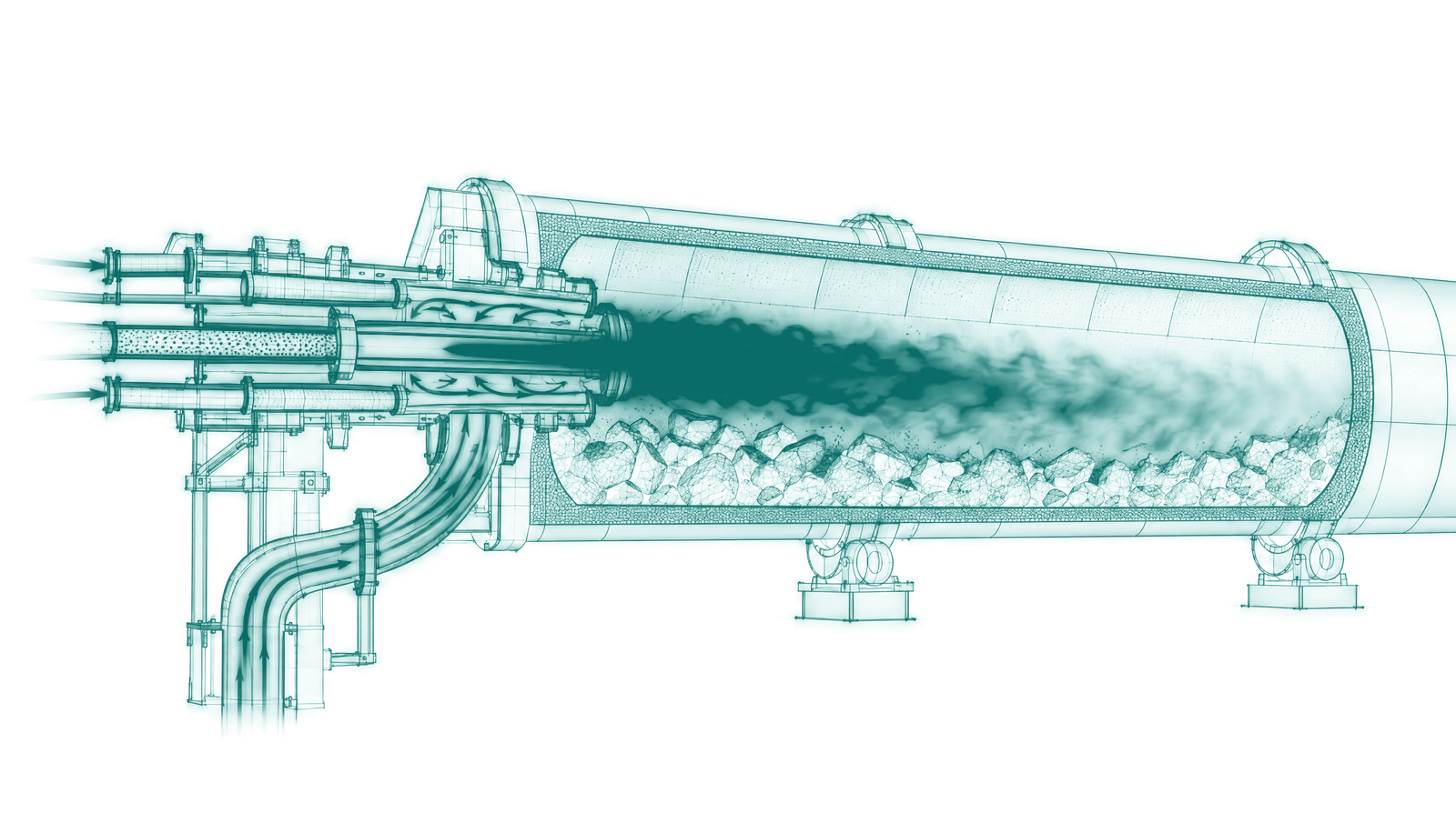 Burning zone of a rotary kiln with a multi-channel burner firing coal and refuse-derived fuel over the clinker bed