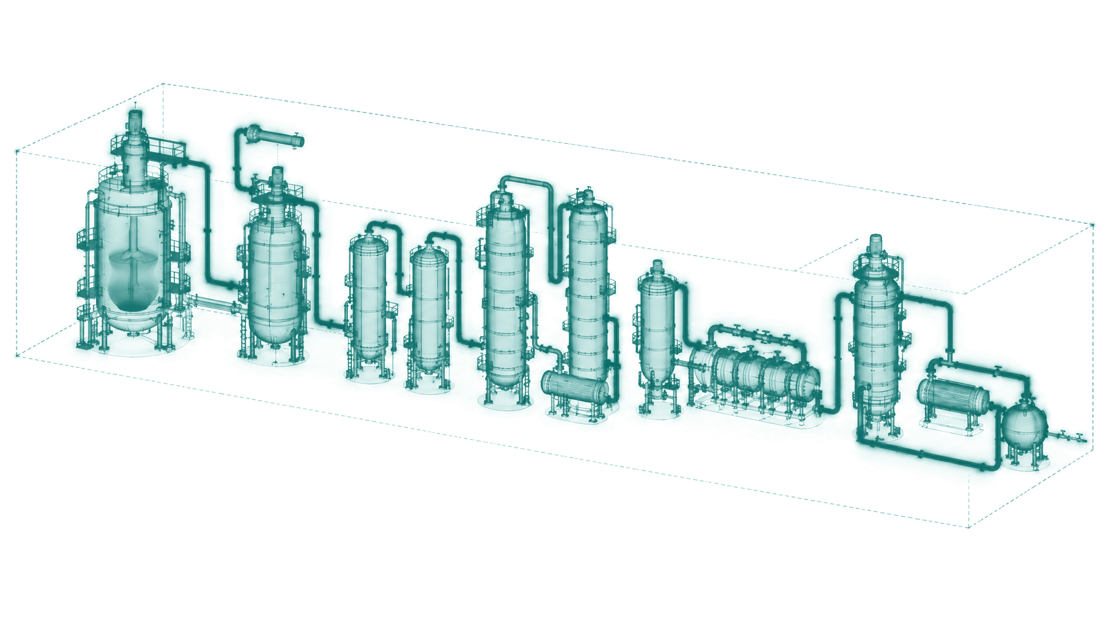 Flow diagram of an ammonia plant from steam-methane reforming through shift, CO₂ removal and methanation to the synthesis loop