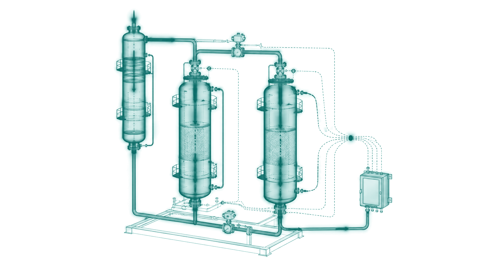 Lead-lag mercury guard bed arrangement with outlet analyzer and differential pressure measurement