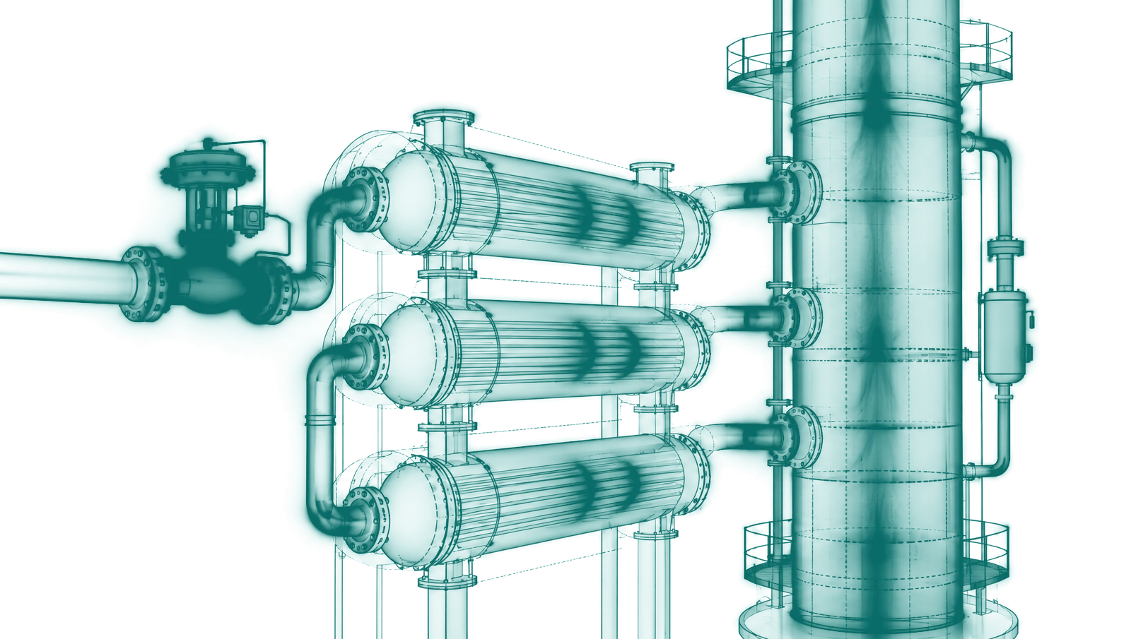Simulator view of a process unit with a proposed setpoint move and the predicted response of temperatures and flows downstream