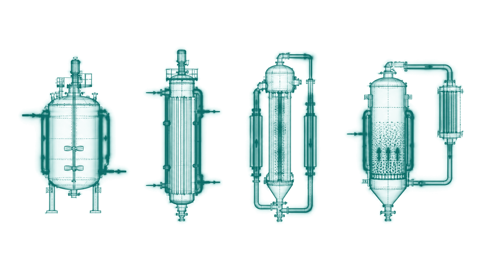 Cross-sections of the four main polymer reactor types