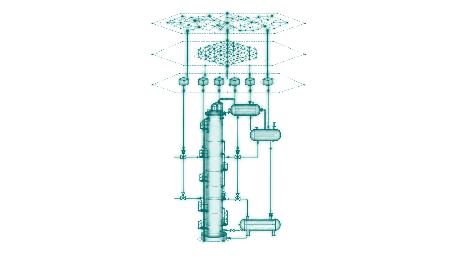 Three-level control stack over one process unit